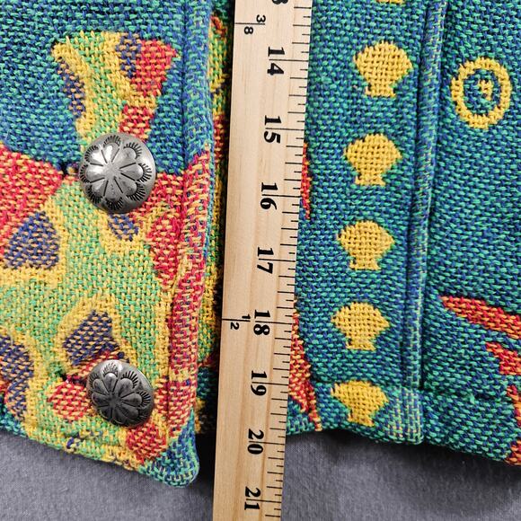 Vintage Aquarium Tapestry Jacket Top Chunky Closed Knit Fish Size M Crop Art - Picture 7 of 8